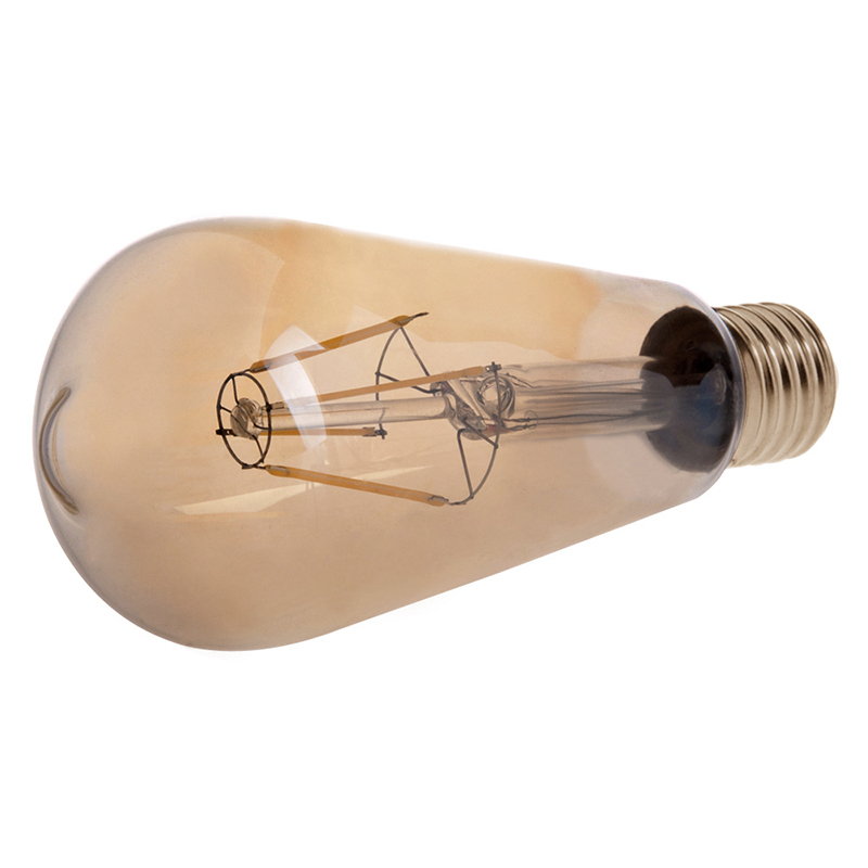 Gold Tint ST18 E26/E27 4W LED Vintage Antique Filament Light Bulb, 40W Equivalent, 4-Pack